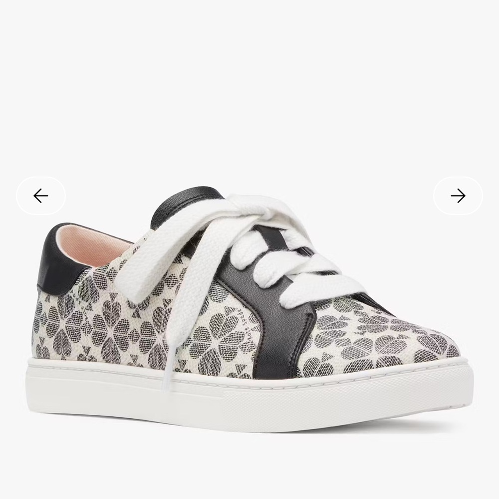 New Kate Spade Black and White Erin Spade Flower Sneaker/ Size 8
